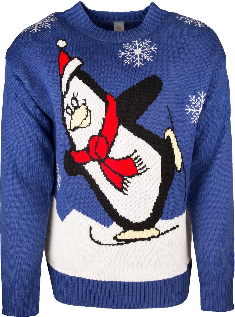 JAP Foute kersttrui - Noordpool Pinguin | Dames en heren | Maat XL | Donkerblauw